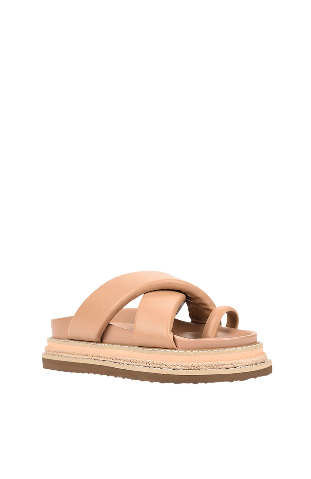 Thelma Flatform Slides Dark Camel Tan 2 Thelma Flatform Slides Dark Camel Tan - Image 2