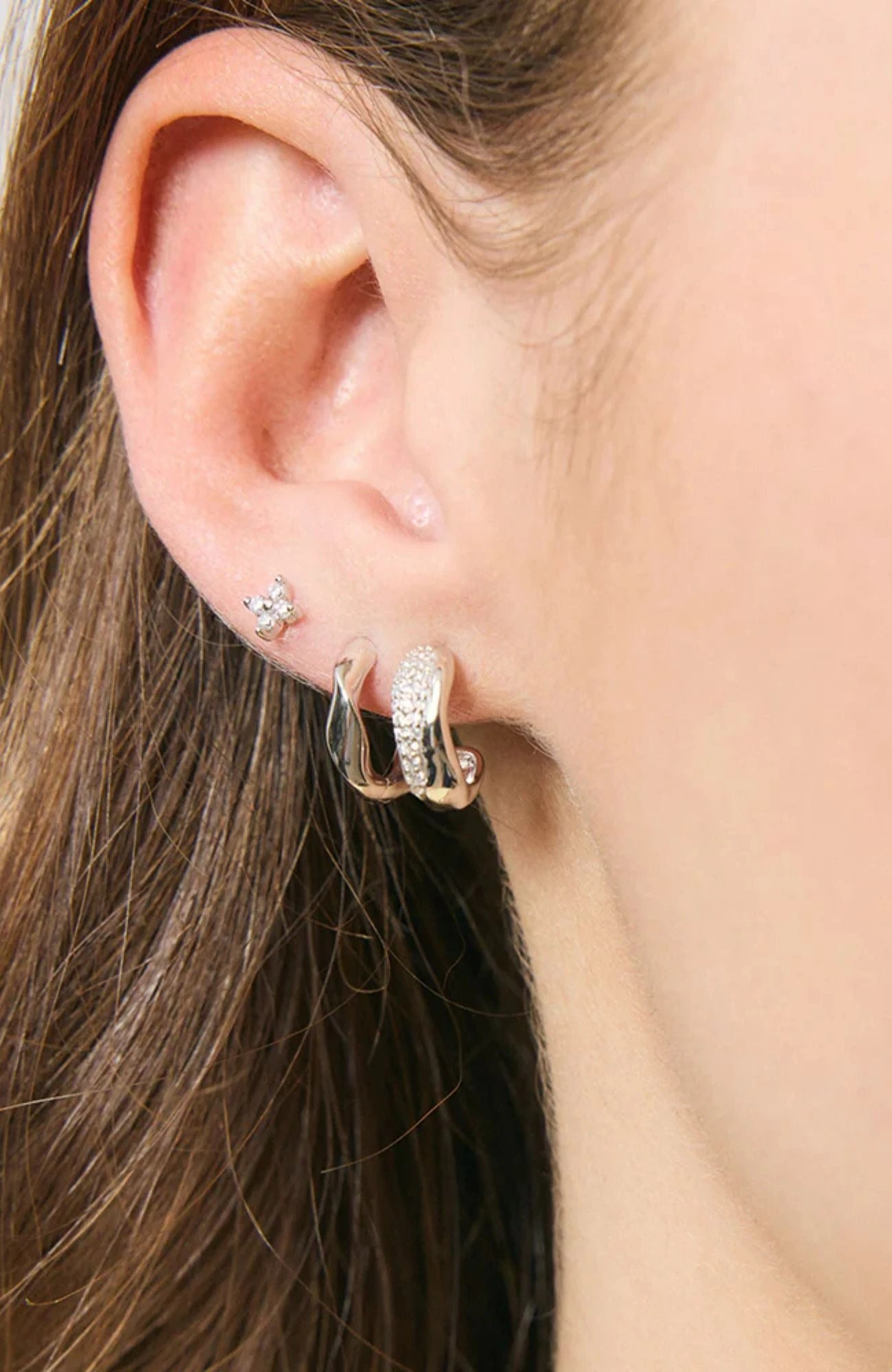 Diya Cartilage Earrings Sterling Silver 2 Diya Cartilage Earrings Sterling Silver - Image 2