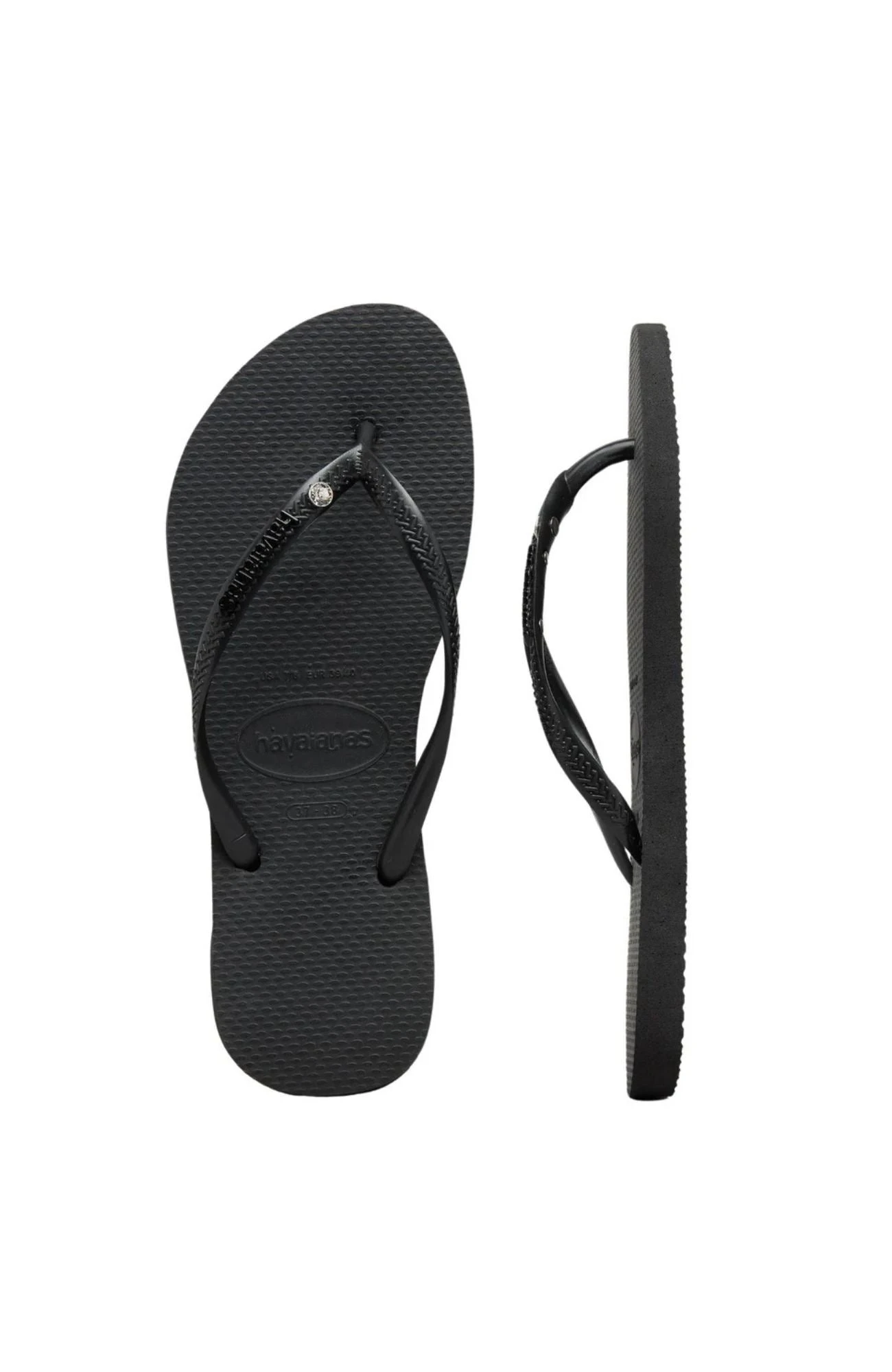 Havaianas Slim Metal Logo Crystal Black Black 2 Havaianas Slim Metal Logo Crystal Black Black - Image 2