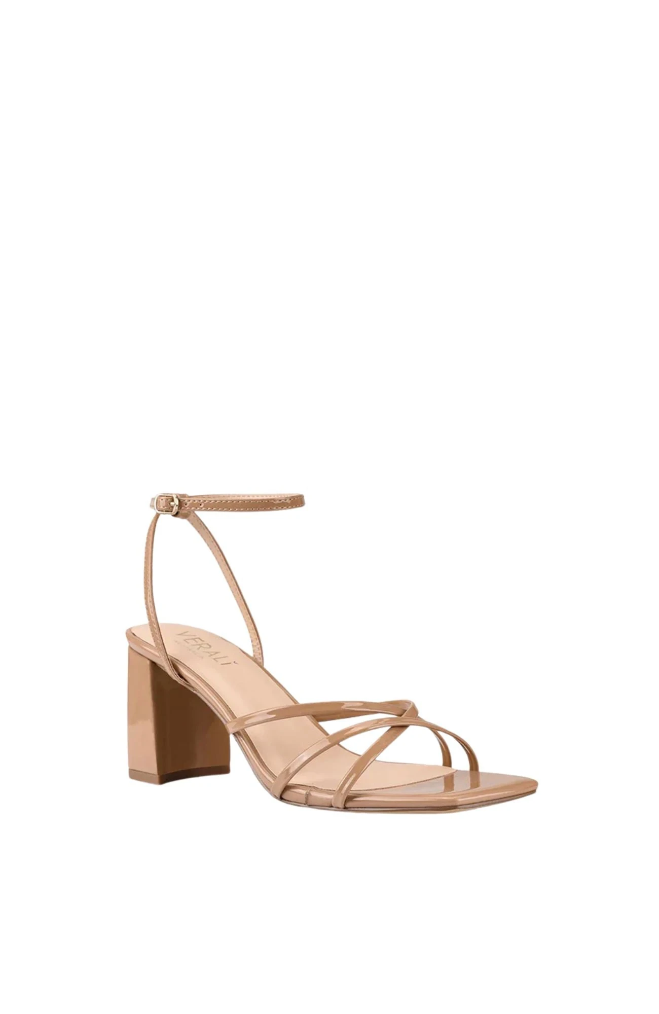 Nakita Block Heel Sandal Dark Camel Patent 2 Nakita Block Heel Sandal Dark Camel Patent - Image 2