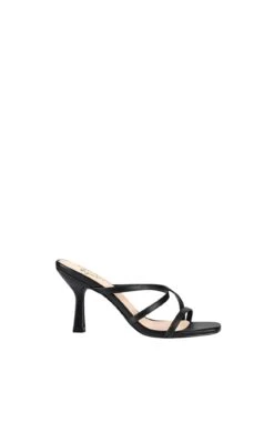 Peanut Strappy Mules Black Smooth
