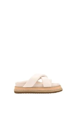Thelma Flatform Slides Bone White