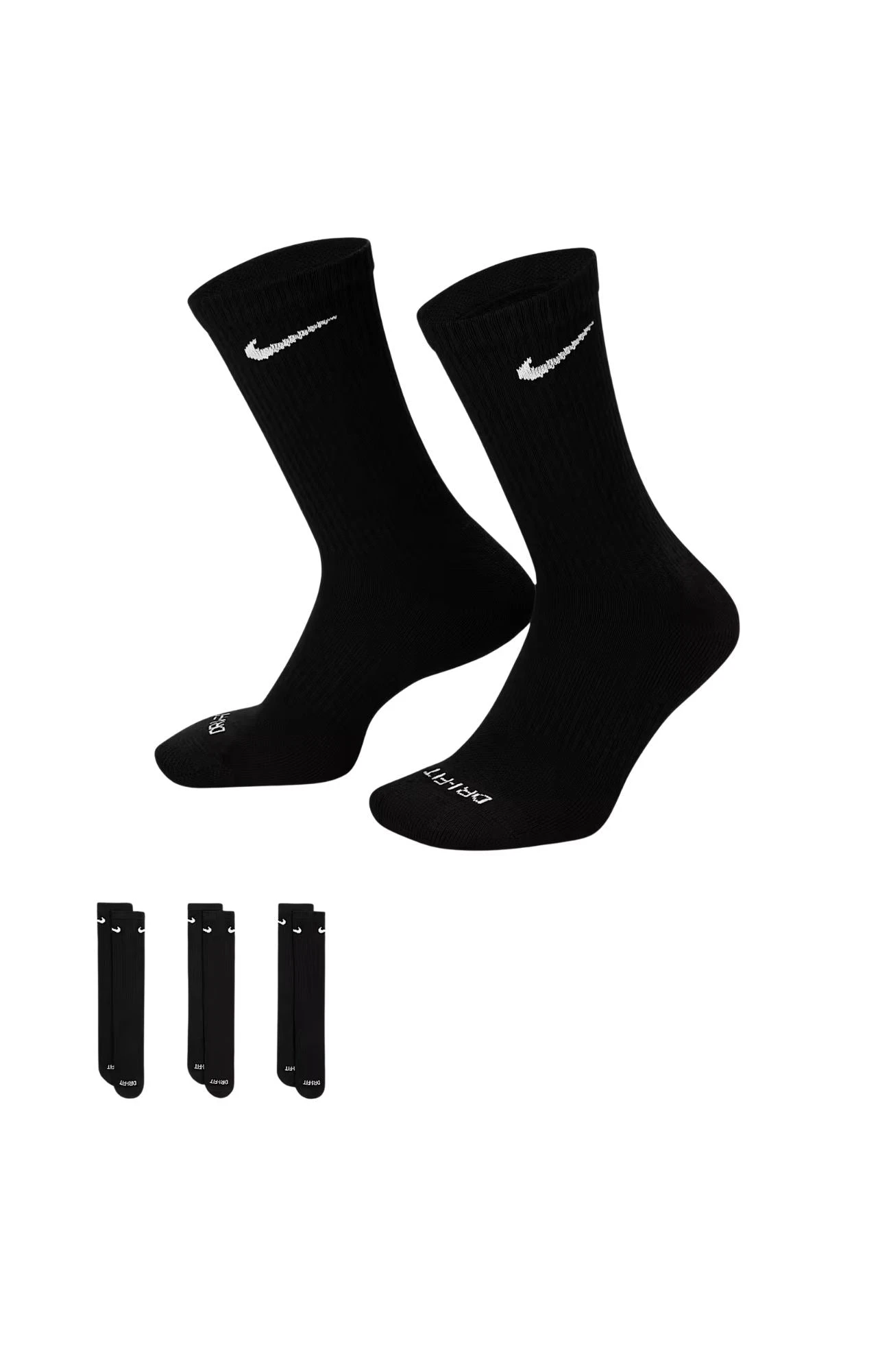 Nike Everyday Plus Cushioned Training Crew Socks 3PK Black White 1 Nike Everyday Plus Cushioned Training Crew Socks 3PK Black White