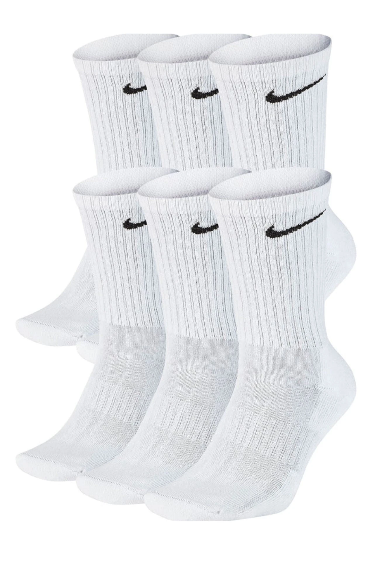 Nike Everyday Cushioned Socks 6PK White Black 1 Nike Everyday Cushioned Socks 6PK White Black