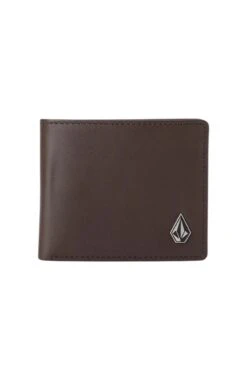 Volcom Single Stone Leather Wallet Dark Brown