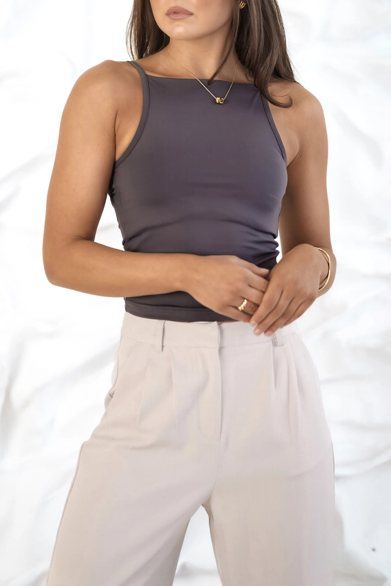 Alex Smooth Tank Charcoal 2 Alex Smooth Tank Charcoal - Image 2