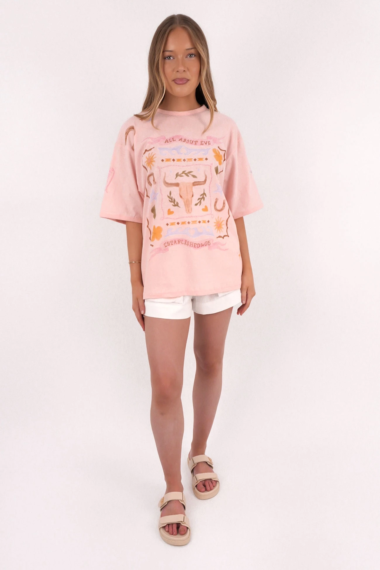 Aloha Howdy Oversized Tee Pale Pink 2 Aloha Howdy Oversized Tee Pale Pink - Image 2