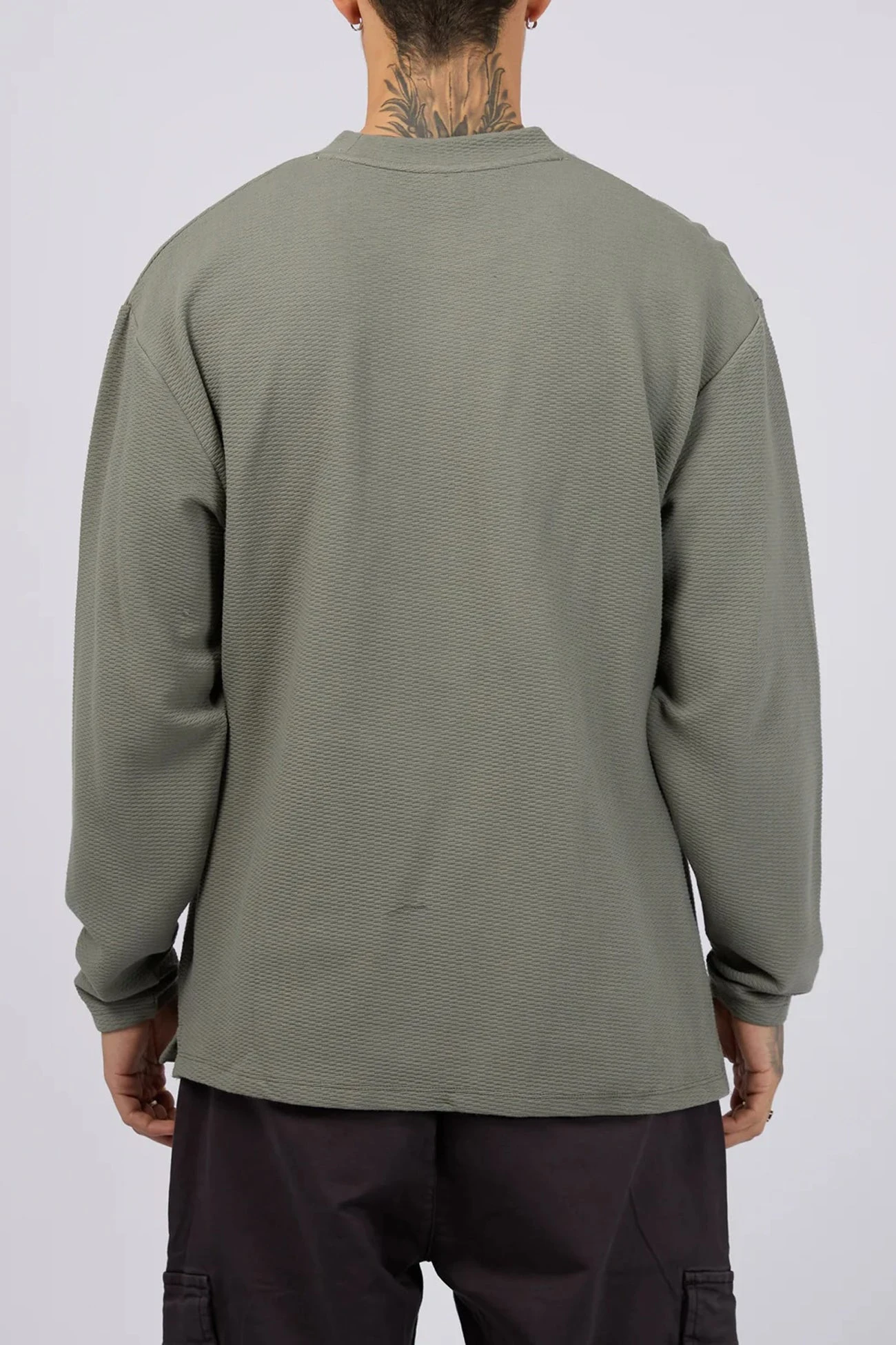 Arching Textured Crew Agave Green 2 Arching Textured Crew Agave Green - Image 2