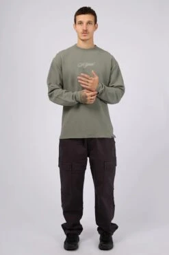 Arching Textured Crew Agave Green 5 Arching Textured Crew Agave Green -Jean Jail Shop Arching Textured Crew Agave Green f1