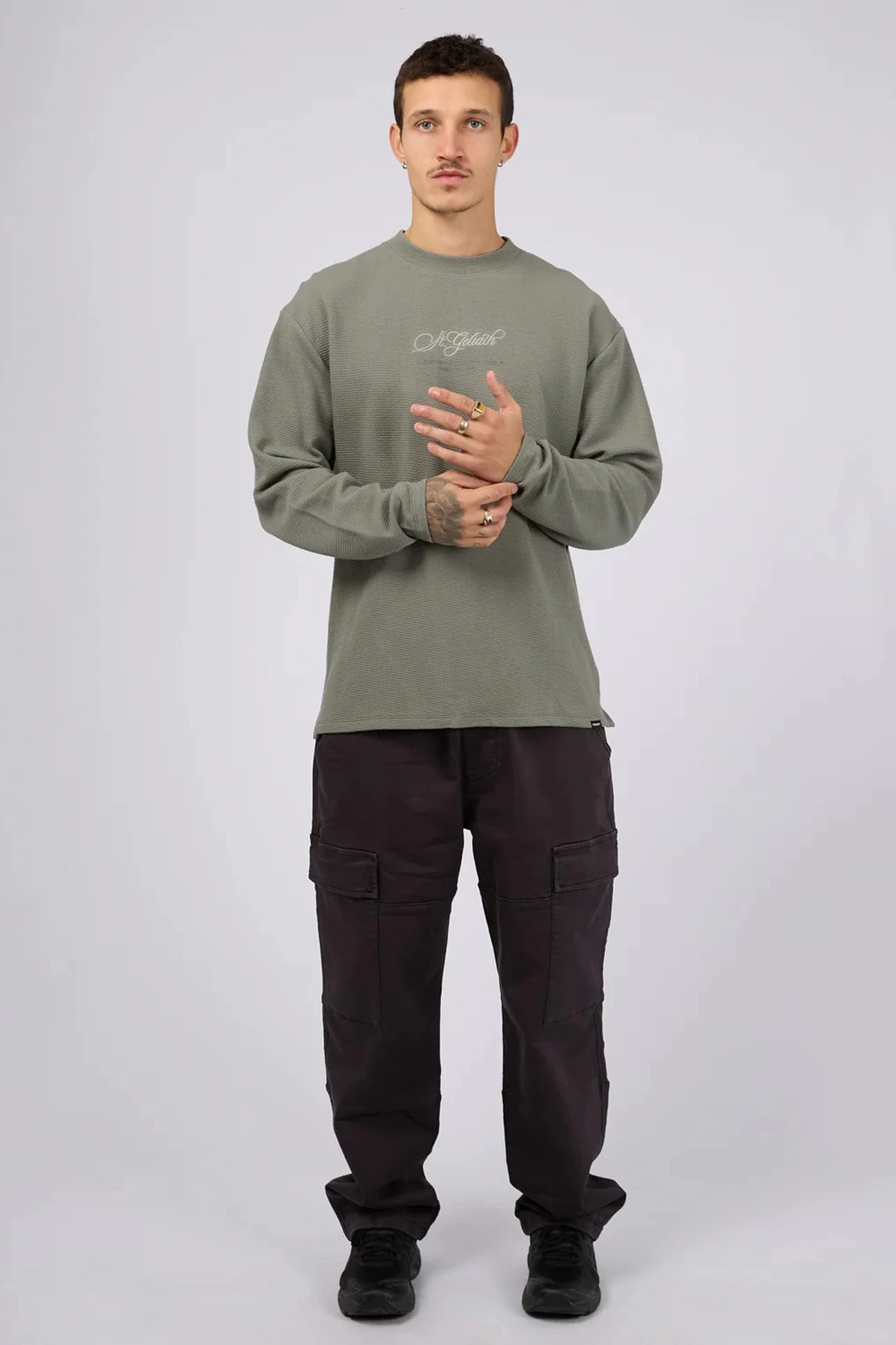 Arching Textured Crew Agave Green 3 Arching Textured Crew Agave Green - Image 3