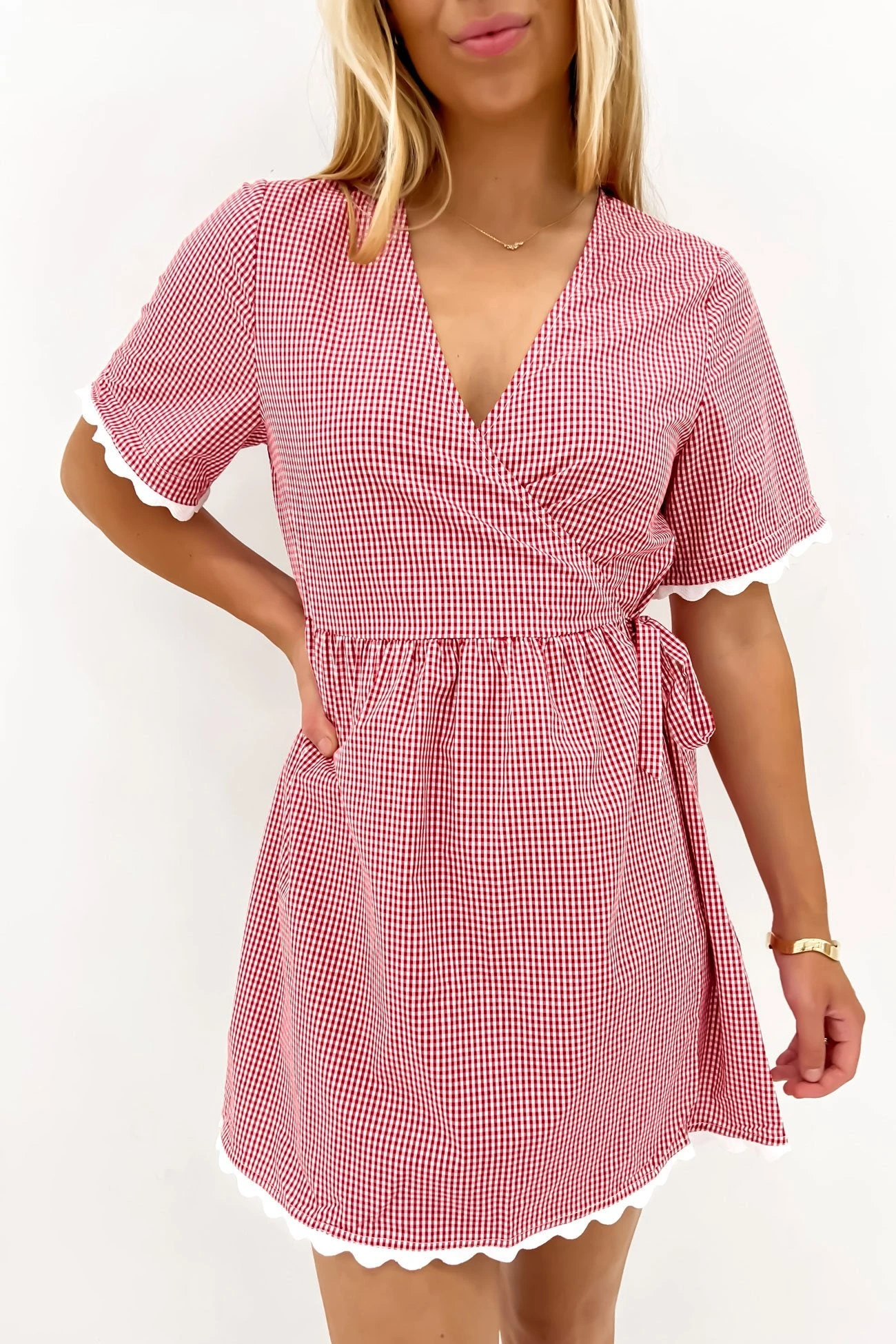 Ava Mini Dress Red Gingham 3 Ava Mini Dress Red Gingham - Image 3