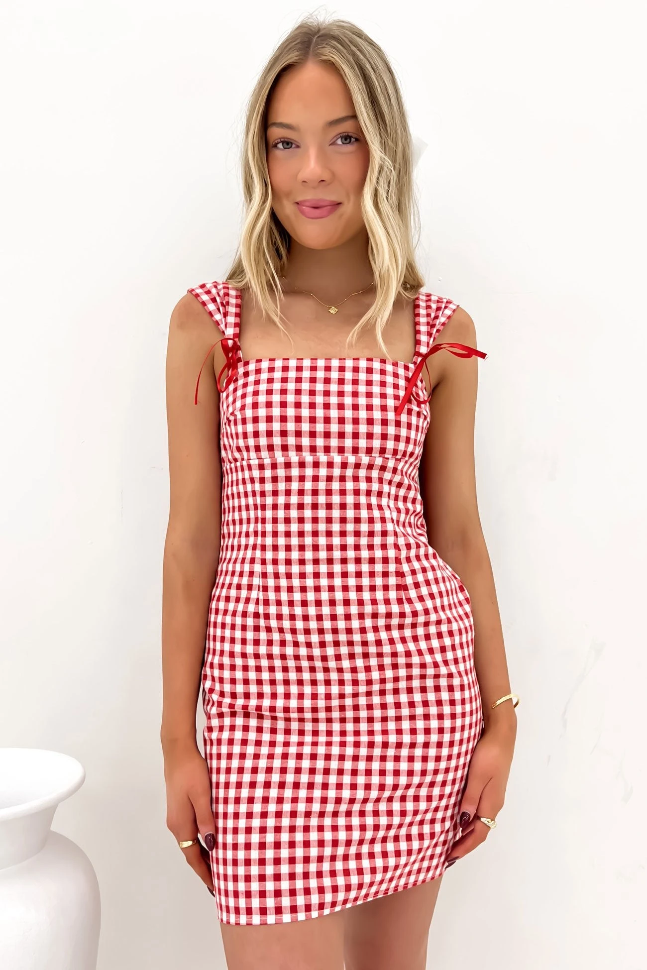 Axton Mini Dress Red Gingham 1 Axton Mini Dress Red Gingham