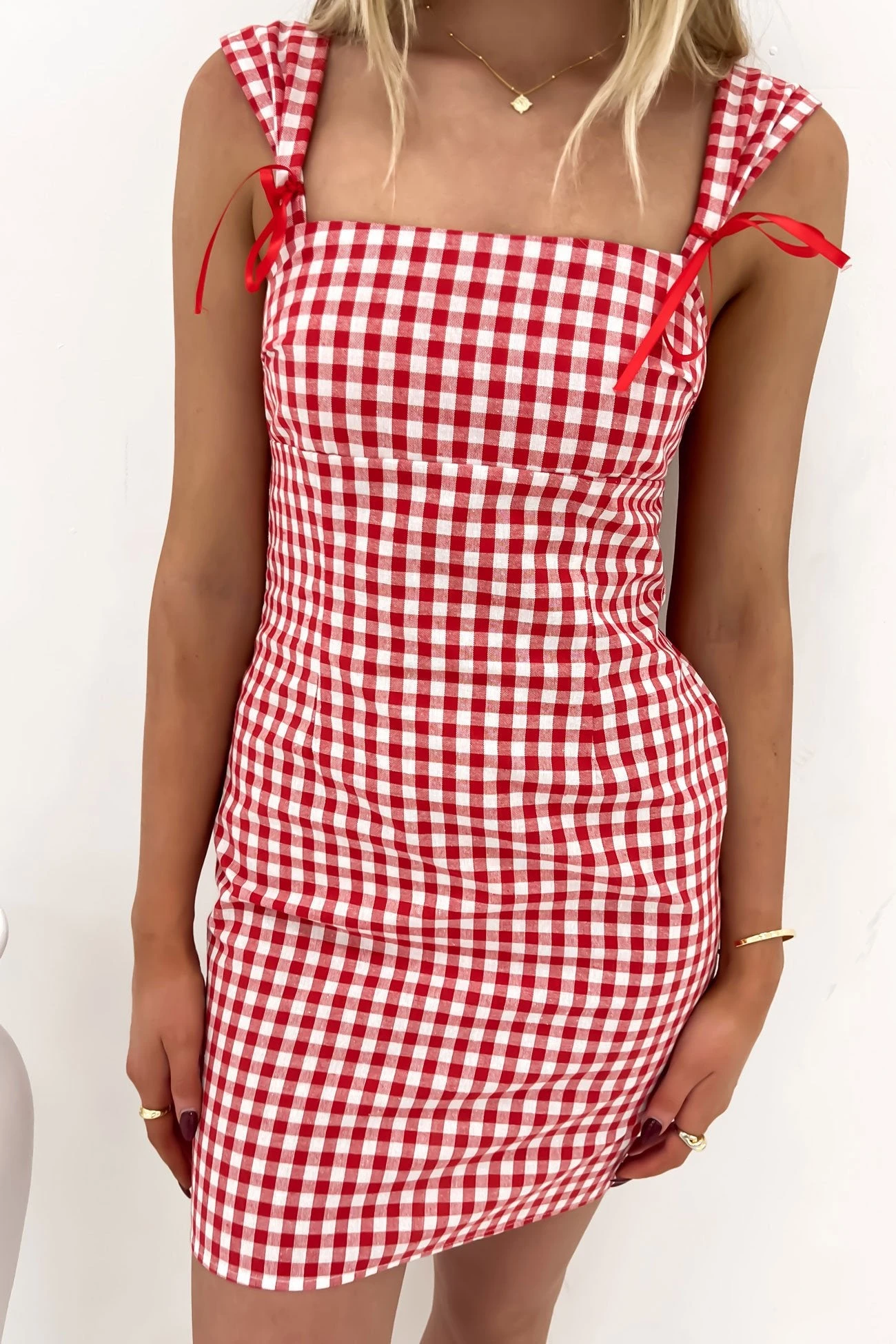 Axton Mini Dress Red Gingham 3 Axton Mini Dress Red Gingham - Image 3