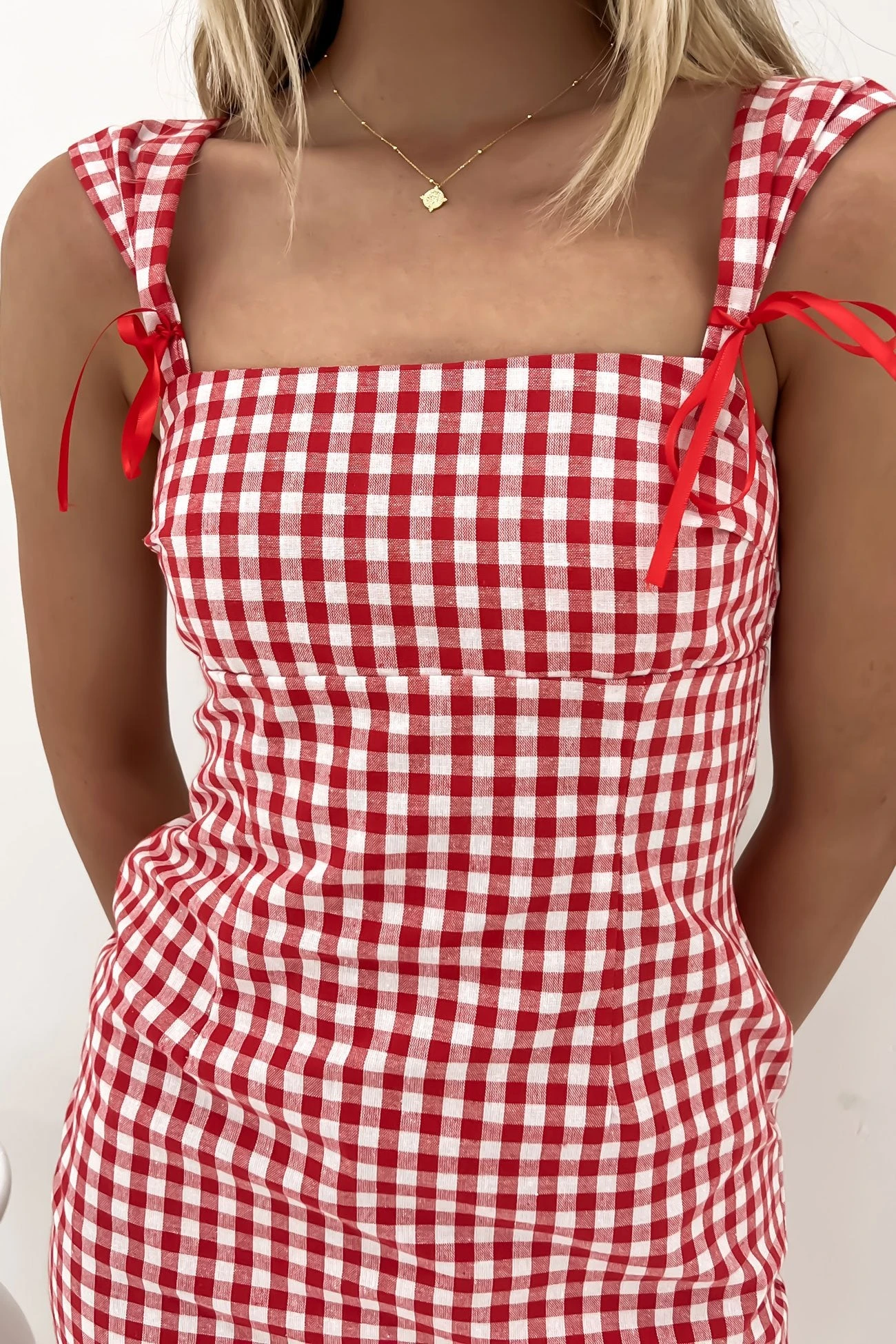Axton Mini Dress Red Gingham 2 Axton Mini Dress Red Gingham - Image 2