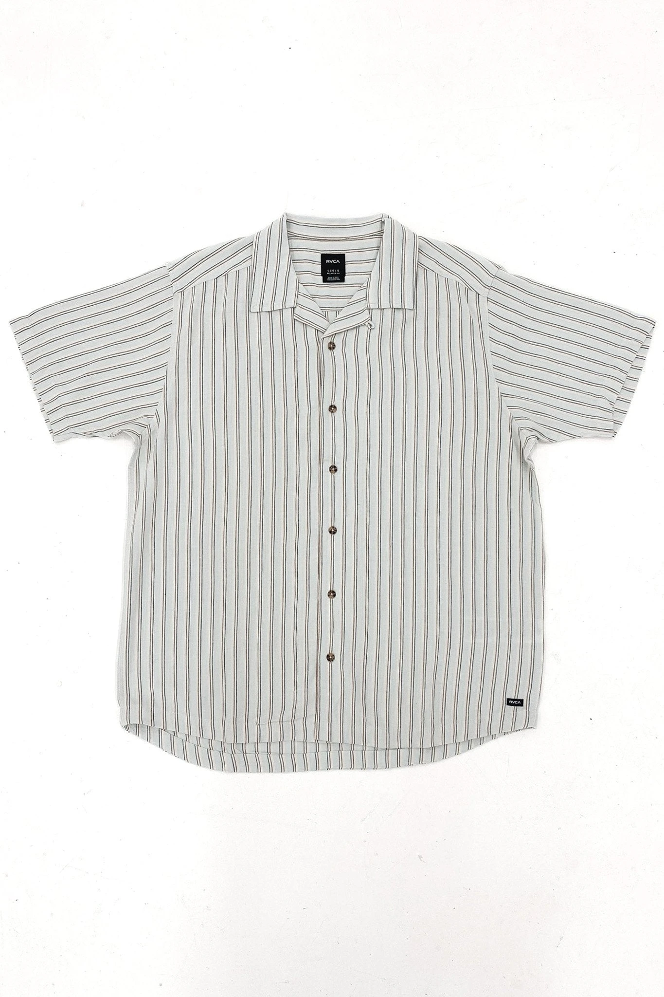 RVCA Beat Stripe Short Sleeve Shirt Green Tea 1 RVCA Beat Stripe Short Sleeve Shirt Green Tea