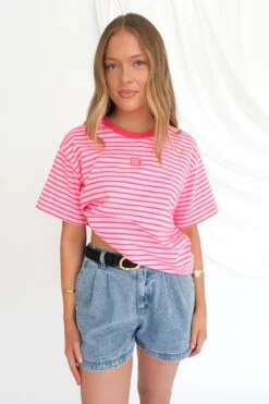 Beau Stripe Tee Pink Stripe -Jean Jail Shop Beau Stripe Tee Pink Stripe 555