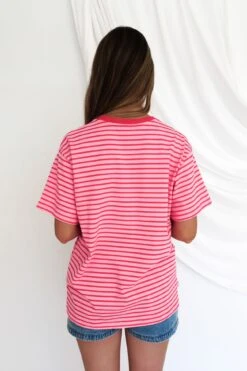 Beau Stripe Tee Pink Stripe -Jean Jail Shop Beau Stripe Tee Pink Stripe b