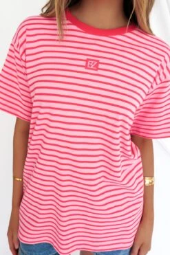 Beau Stripe Tee Pink Stripe -Jean Jail Shop Beau Stripe Tee Pink Stripe f22