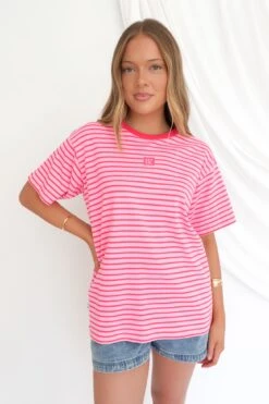 Beau Stripe Tee Pink Stripe