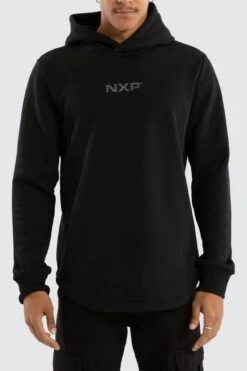 Black Line Dual Curved Hoodie Jet Black