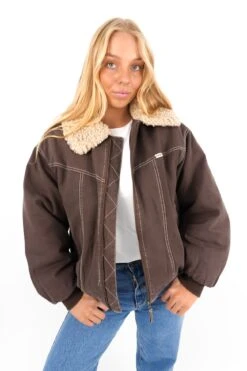 Wrangler Carrie Bomber Jacket Washed Brown