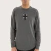 Cautious Dual Curved Long Sleeve Tee Pigment Charcoal