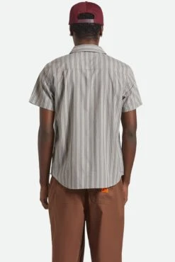 Brixton Charter Stripe Short Sleeve Woven Charcoal Grey 5 Brixton Charter Stripe Short Sleeve Woven Charcoal Grey -Jean Jail Shop Charter Stripe Short Sleeve Woven Charcoal Grey 4