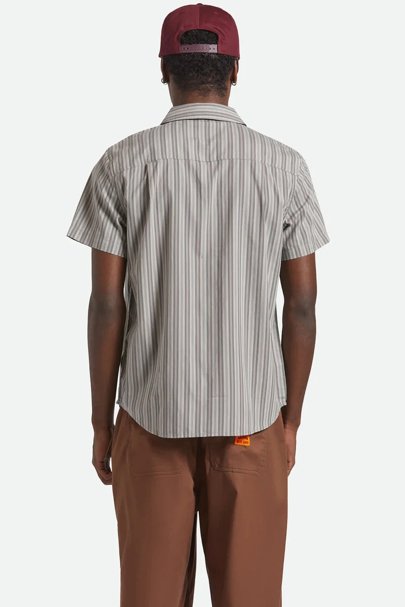 Brixton Charter Stripe Short Sleeve Woven Charcoal Grey 3 Brixton Charter Stripe Short Sleeve Woven Charcoal Grey - Image 3