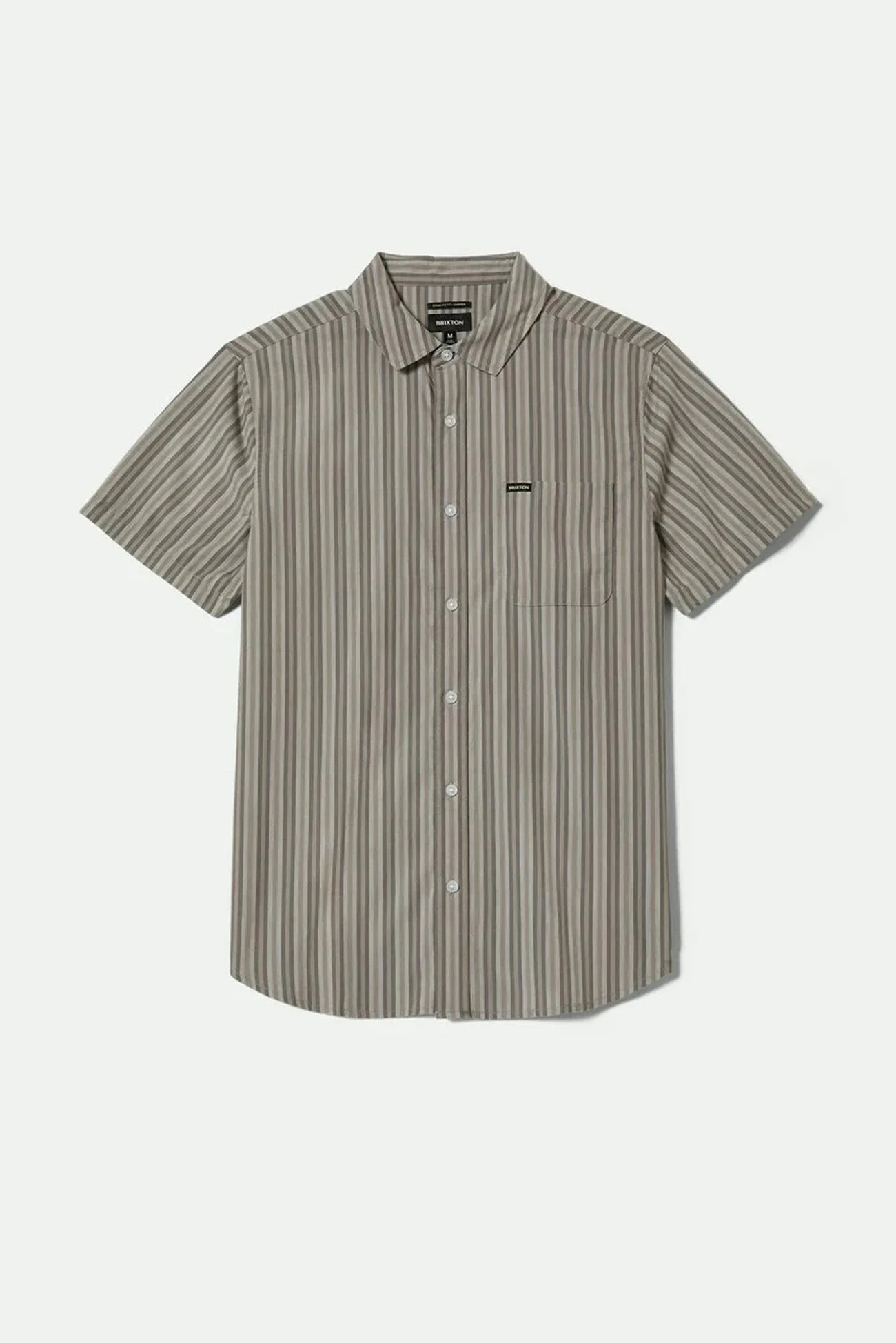 Brixton Charter Stripe Short Sleeve Woven Charcoal Grey 2 Brixton Charter Stripe Short Sleeve Woven Charcoal Grey - Image 2