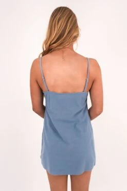 Rhythm Classic Slip Dress Steel Blue -Jean Jail Shop Classic Slip Dress Steel Blue b