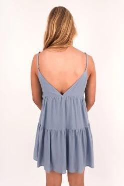 Rhythm Classic Tiered Mini Dress Steel Blue -Jean Jail Shop Classic Tiered Mini Dress Steel Blue b
