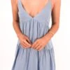 Rhythm Classic Tiered Mini Dress Steel Blue