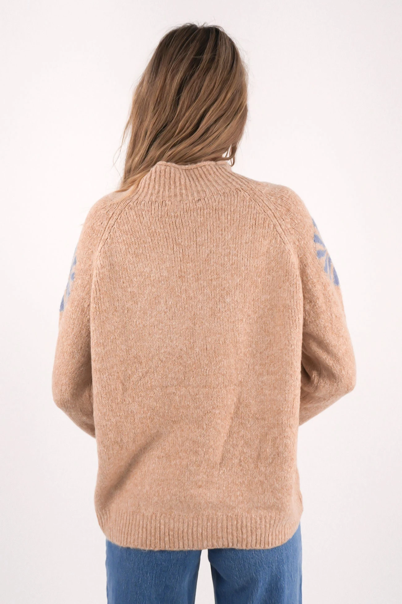 Corey Knit Jumper Tan Blue 3 Corey Knit Jumper Tan Blue - Image 3