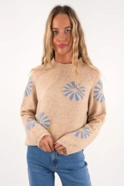 Corey Knit Jumper Tan Blue