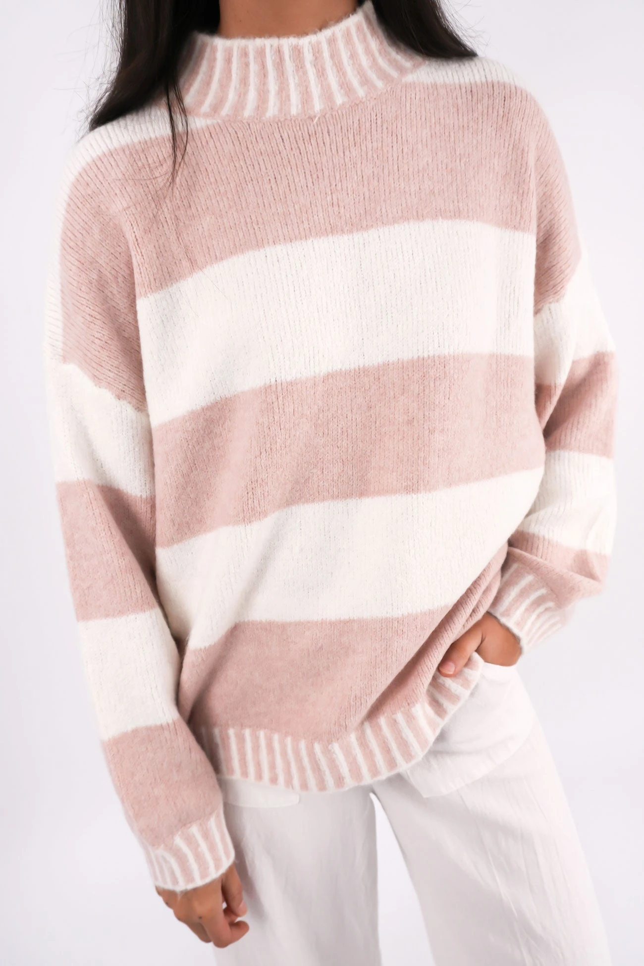 Dallas Knit Jumper Blush Stripe 2 Dallas Knit Jumper Blush Stripe - Image 2