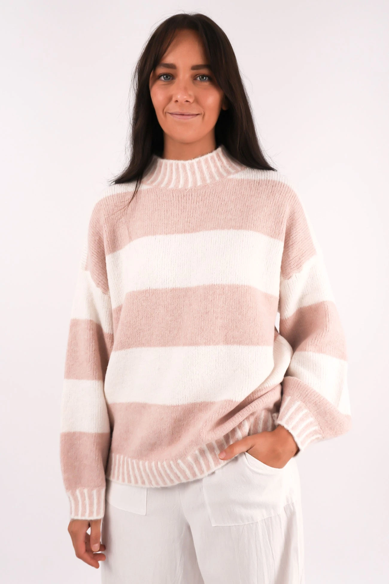 Dallas Knit Jumper Blush Stripe 1 Dallas Knit Jumper Blush Stripe
