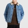 RVCA Denim Sherpa Trucker Jacket Vintage Blue