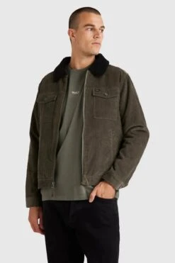RVCA Easy Trucker Sherpa Jacket Olive