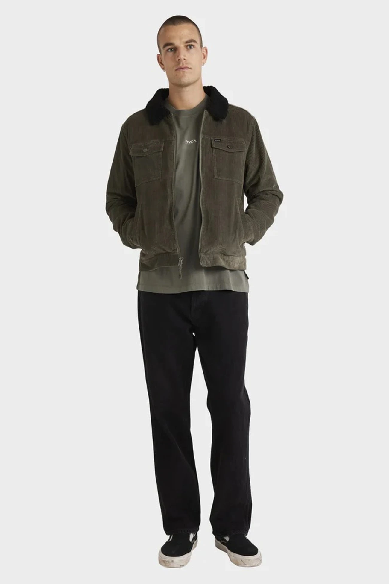 RVCA Easy Trucker Sherpa Jacket Olive 3 RVCA Easy Trucker Sherpa Jacket Olive - Image 3