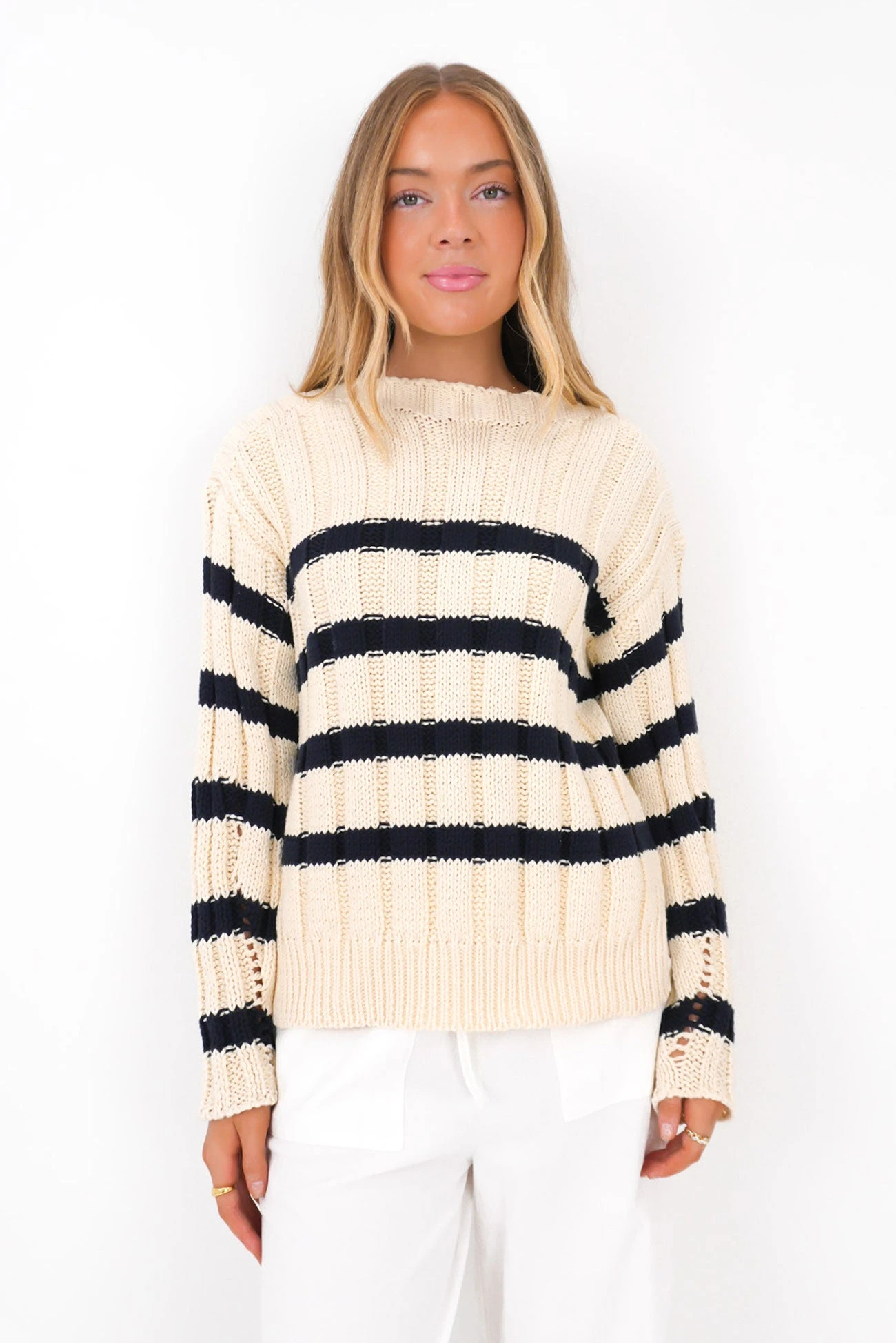 Elettra Knit Cream Stripe 1 Elettra Knit Cream Stripe