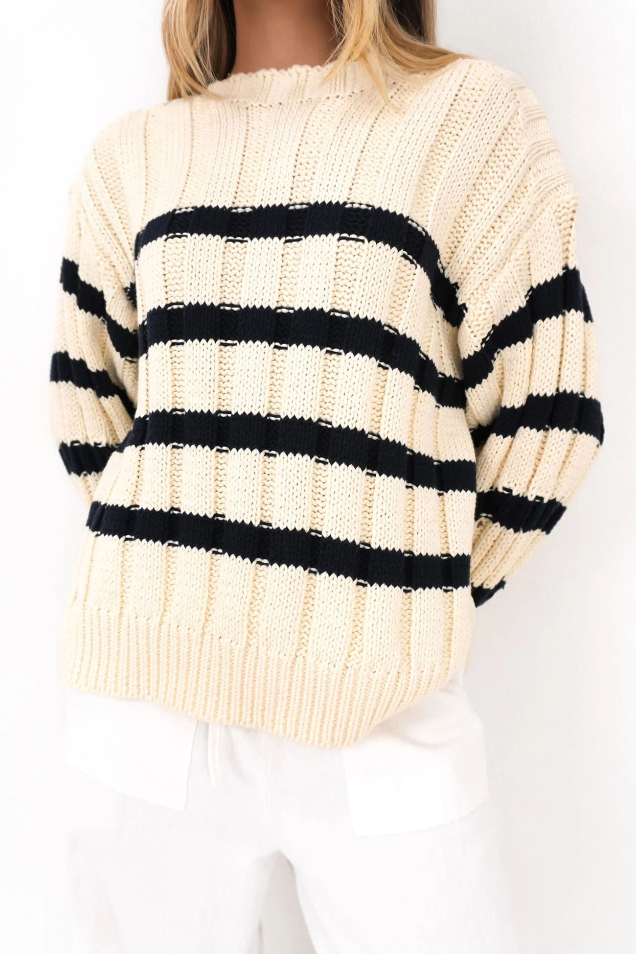 Elettra Knit Cream Stripe 2 Elettra Knit Cream Stripe - Image 2