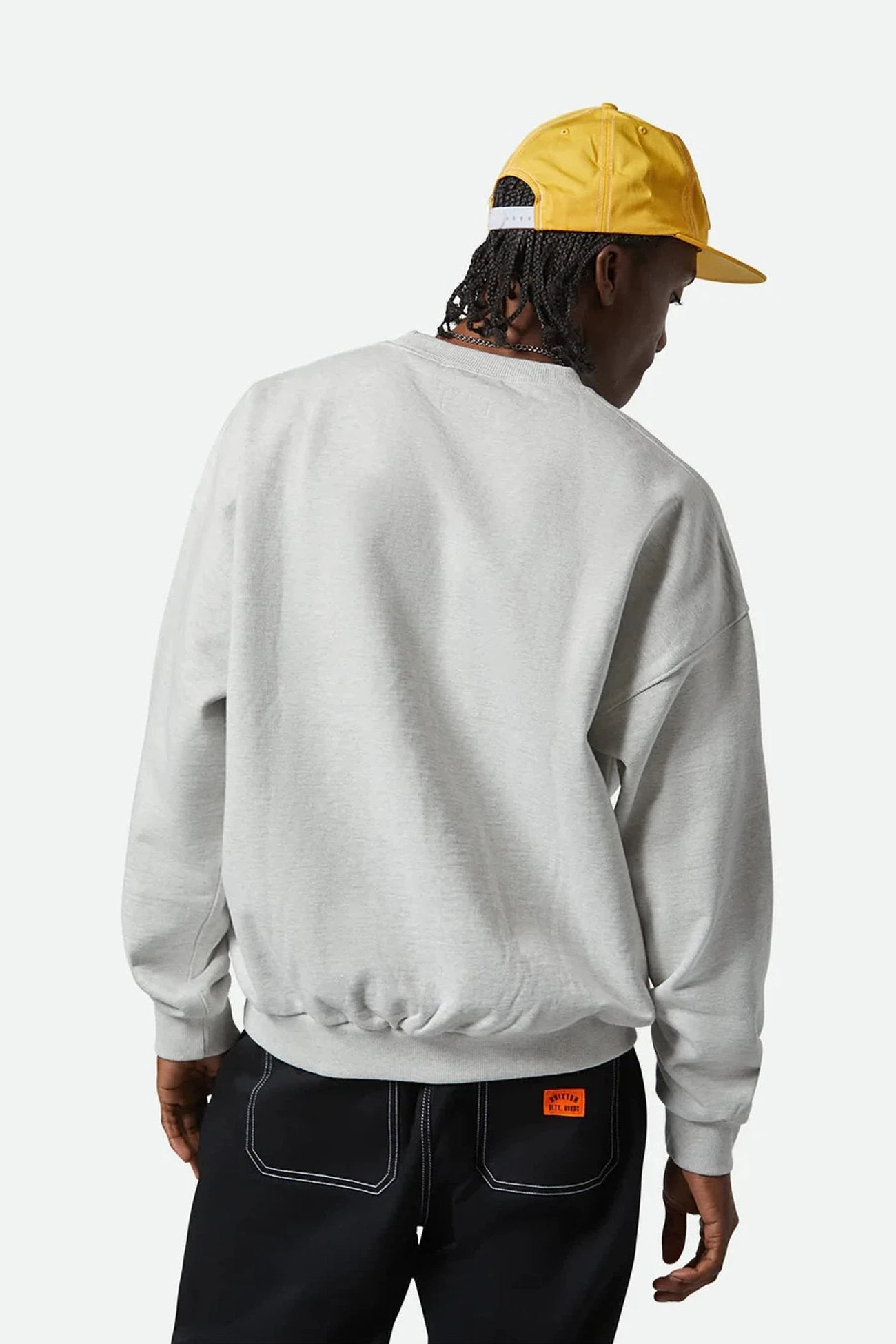 Brixton Embroidered Heavy Weight Crew Heather Grey Ash 2 Brixton Embroidered Heavy Weight Crew Heather Grey Ash - Image 2