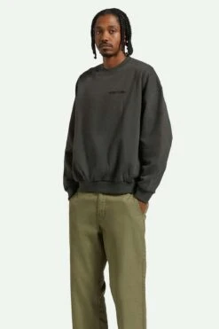 Brixton Embroidered Heavy Weight Crew Washed Black