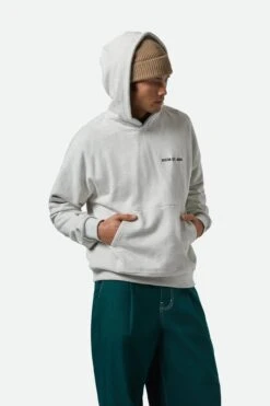 Brixton Embroidered Heavy Weight Hood Heather Grey Ash