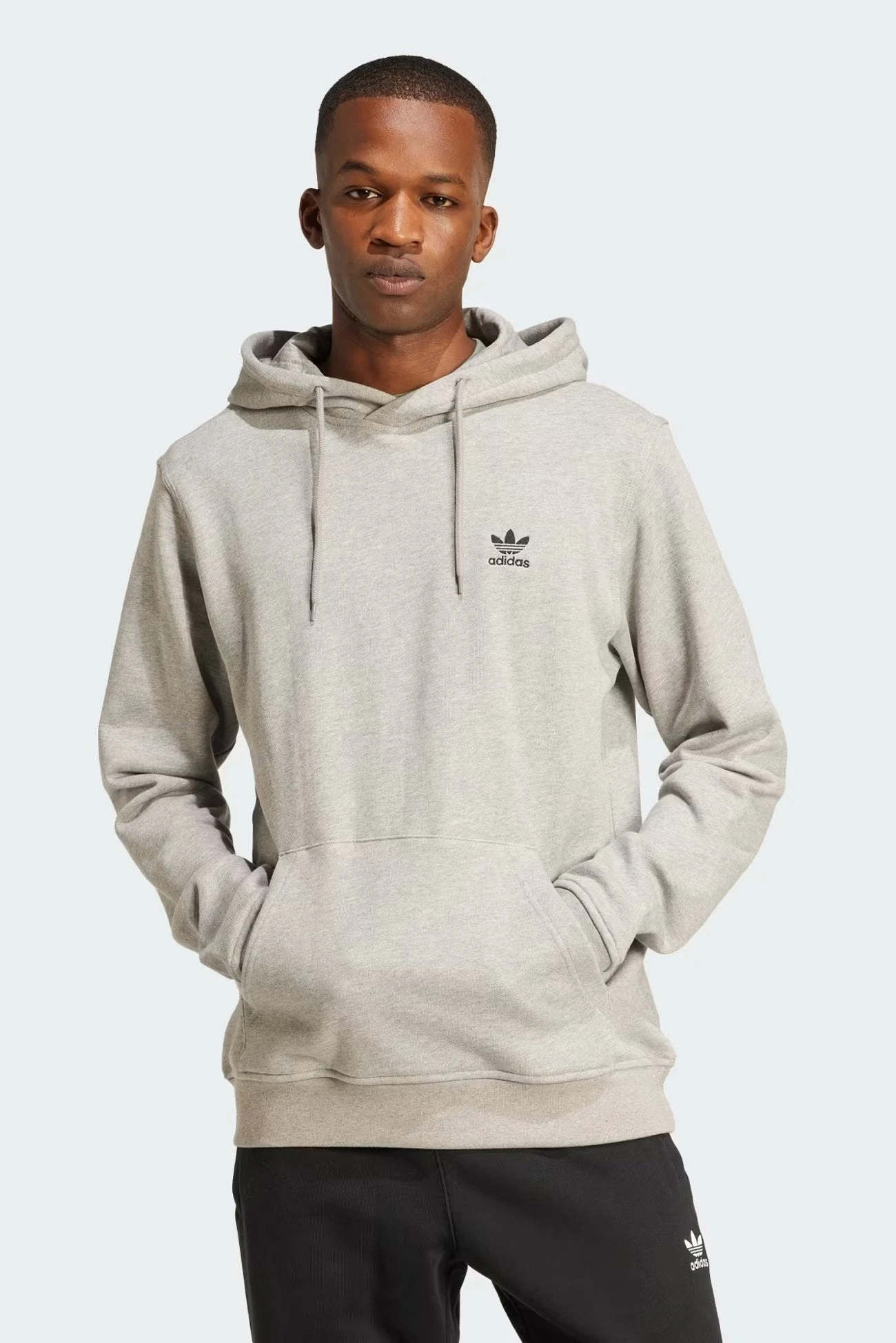 ADIDAS Essential Hoodie FT Medium Grey Heather 1 ADIDAS Essential Hoodie FT Medium Grey Heather