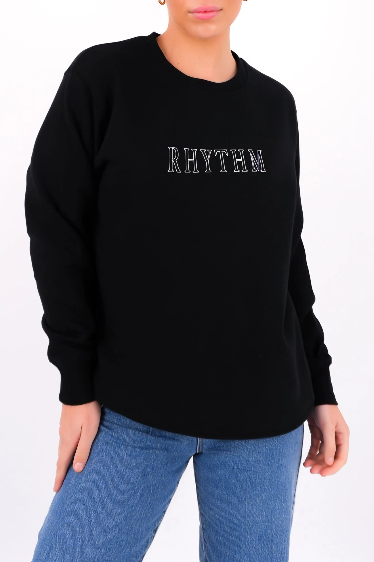 Rhythm Flagship Boyfriend Fleece Crew Black 2 Rhythm Flagship Boyfriend Fleece Crew Black - Image 2
