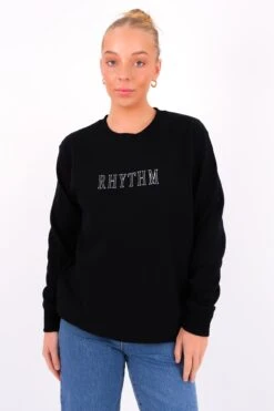 Rhythm Flagship Boyfriend Fleece Crew Black
