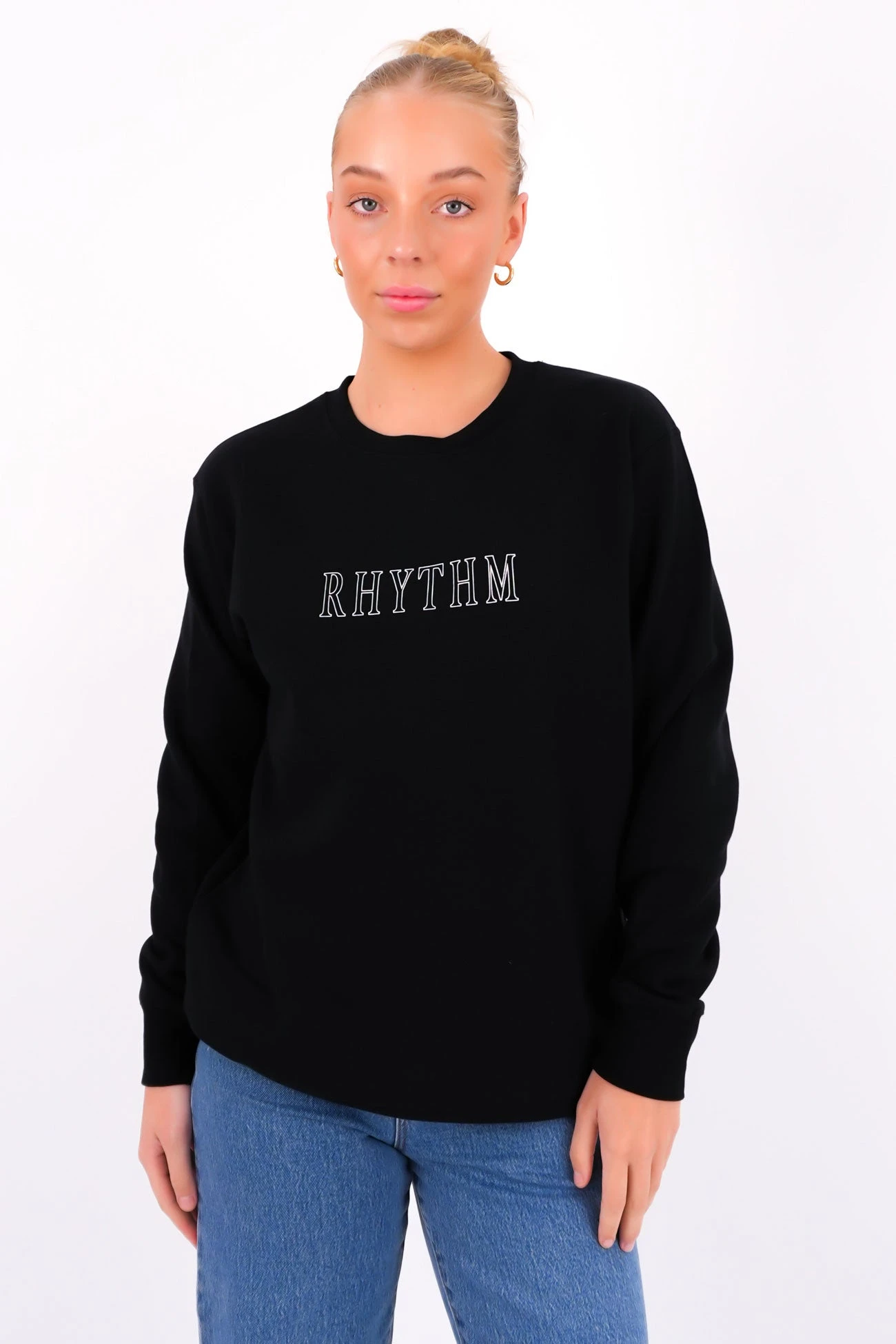 Rhythm Flagship Boyfriend Fleece Crew Black 1 Rhythm Flagship Boyfriend Fleece Crew Black