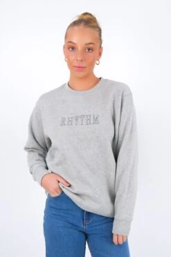 Rhythm Flagship Boyfriend Fleece Crew Grey Heather