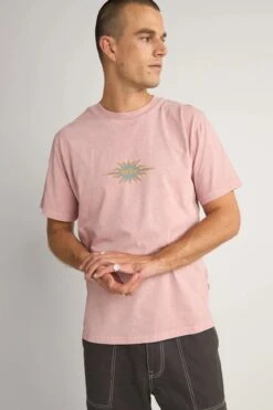 Rhythm Flame Printed Vintage Short Sleeve T-Shirt Mauve